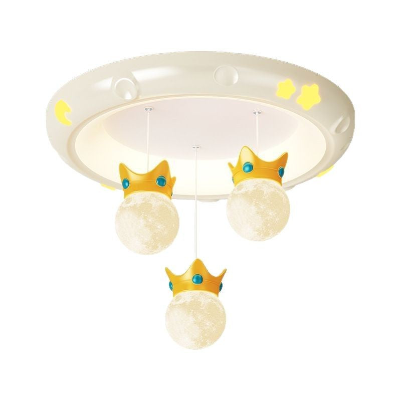 Bedroom light warm cream wind resin ceiling light creative crown hanging ball master bedroom children's room eye protection lamp