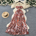 Vacation style printingtube topsexy waist dress women's summer hot girl sleeveless backless strap waist elegant long skirt