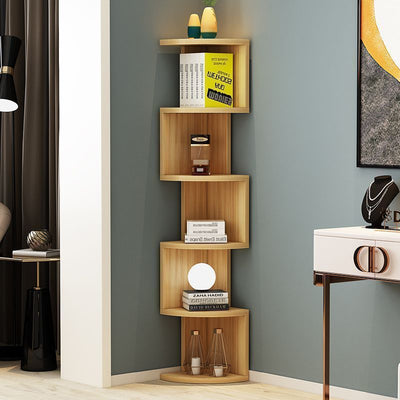 Minimalist floor-standing creative triangular corner multi-tier storage rack for home living room, bedroom, study, corner bookshelf bookcase