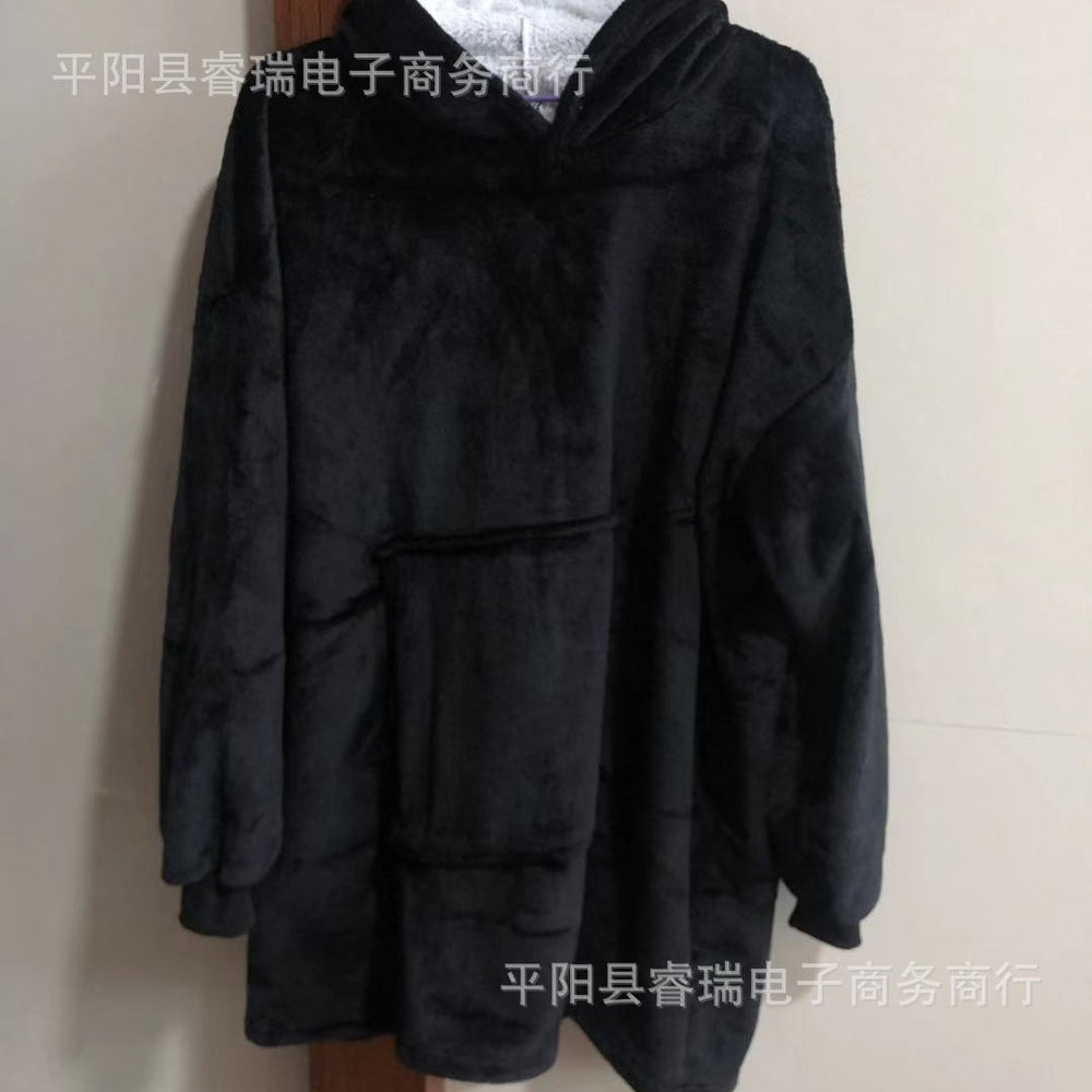 Pullover fleece thickenedlong pajamas heattech tv blanket outdoor cold-proof nightgown couple outfit sweatshirt fleece heattech