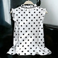 European and american style retro polka dot tank top - plus size, ruffle trim, v-neck design, loose fit, sleeveless top - flattering and concealing