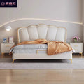Accessible luxury wedding bed small apartment rental bed french cream style leather bed modern master bedroom large bed casual double bed