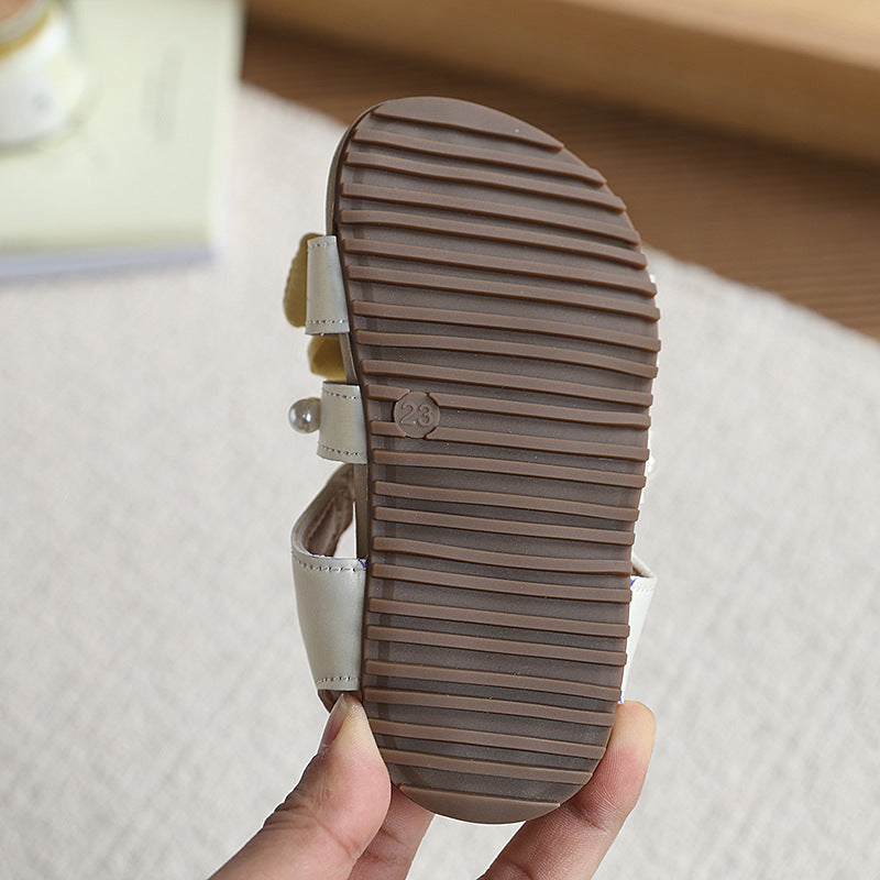Vancahao girls' sandals - new summer collection: soft-soled beach sandals for kids, baby's single-strap floral princess sandals