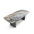 Luxury italian imported high-end dining table - modern minimalist rectangular alpine mountain rock slab dining table