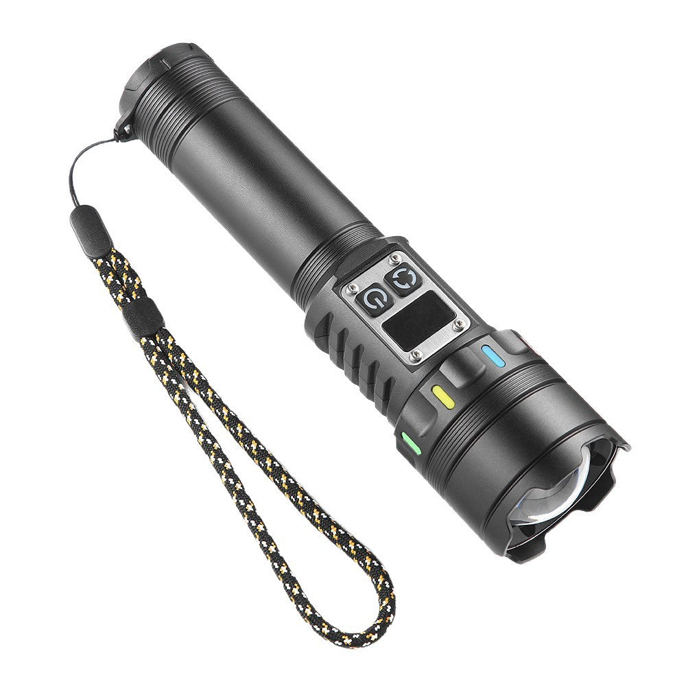 Cross-border new long-range zoom white laser + COB strong light flashlight, multi-function Type-C rechargeable LED flashlight