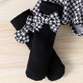 Children's clothing  cross-border european and american girls black tops houndstooth skirt suit new