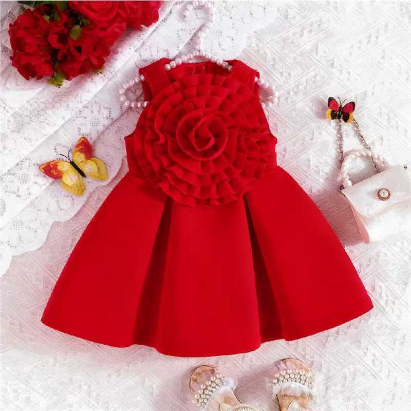 hot-selling girls' summer sleeveless princess dress with oversized floral ruffle detail (european & american style)