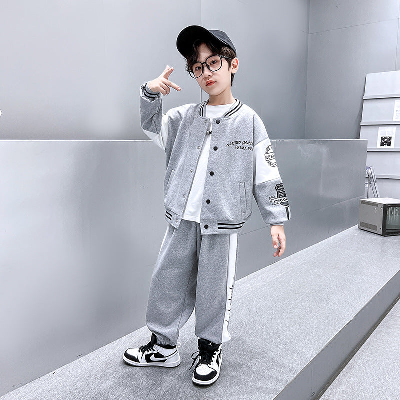 Boys' baseball outfit set - spring/autumn  new style - trendy kids' spring clothes - fashionable baby autumn/winter sportswear