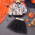 Children's long sleeves round neck sweatshirt + mesh skirt suit