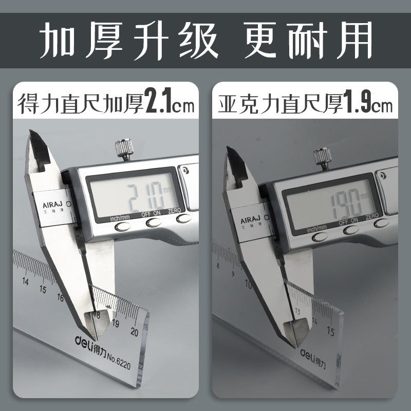 Deli 6230 ruler student transparent ruler 30cm office learning ruler ruler stationery office wholesale