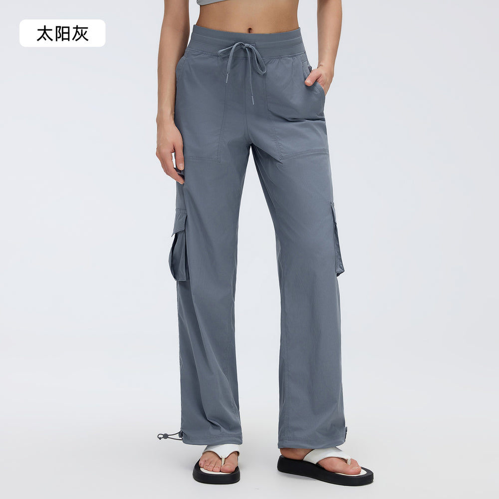 New outdoor running trousers - lightweight, quick-drying, multi-pocket, wide-leg cargo casual pants d25001