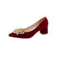 Autum wedding shoes for women with thick heels 2025new arrival bride chinoiserie red fleece-lined xiuhe wedding dress two-wear high heels not tiring feet