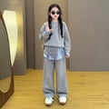 Super cute girls' activewear set, new for spring ! stylish three-piece set for girls, featuring a trendy drawstring hoodie and sweatpants