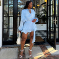 European and american cross-border women's fashion:  autumn new arrival - elegant tie-waist ruched lantern sleeve slimming ruffle hem dress