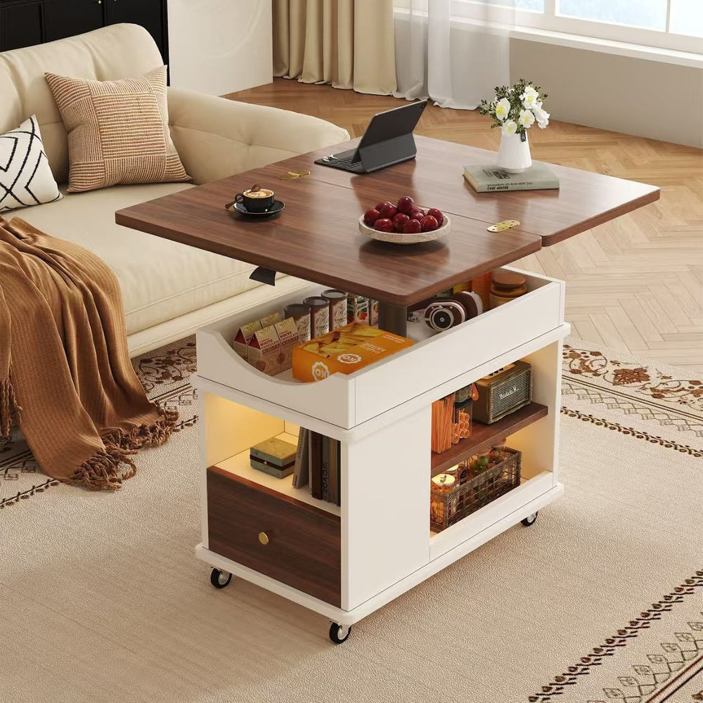 Solid wood coffee table tea table living room for homefoldable table sofa side table tea cabinet trolley movablelift coffee table