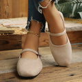 plus size suede flats women's  new square toe one-strap wedge mary jane shoes ballet shoes wholesale