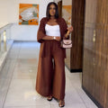 European and american cross-border women's fashion:  autumn new collection - solid color, loose fit, three-quarter sleeve blouse and wide-leg pants set