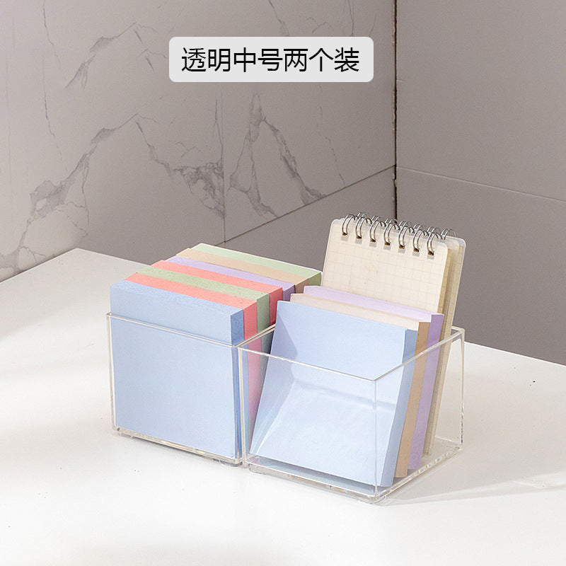 Desktop mobile phone case, sticky note transparent storage box, plastic large-capacity data cable, earphone mini wall-mounted storage box.
