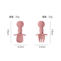Soft pink cartoon spoon and fork