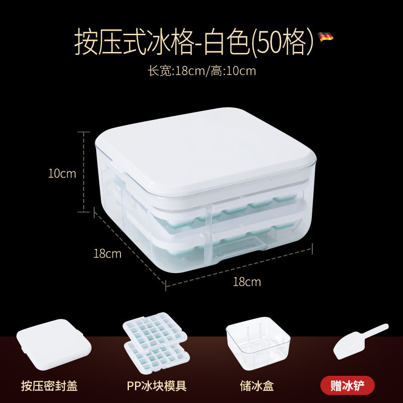 One bite summer ice cube box commercial silicone ice grid with lid ice box food grade ice cube mold press ice grid