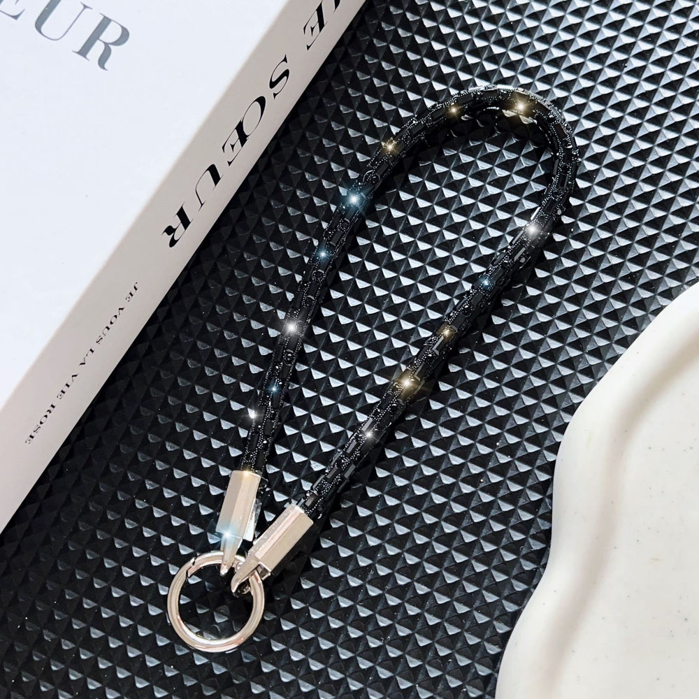 New classy sense of luxury square crystal mobile phone lanyard satchel style anti-lost anti-fall fashion bracelet wrist short rope