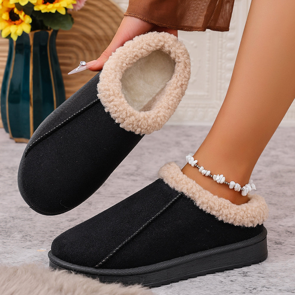 thick sole stomping on shit feeling fleece-linedthickened furry half slippers women's outwear fall and winternew arrivaleasiest for match furry shoes