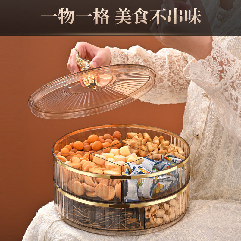 Chinese-style household nut box, snack storage box, wedding event candy plate, advanced sense multi-layer grid, living room dried fruit plate