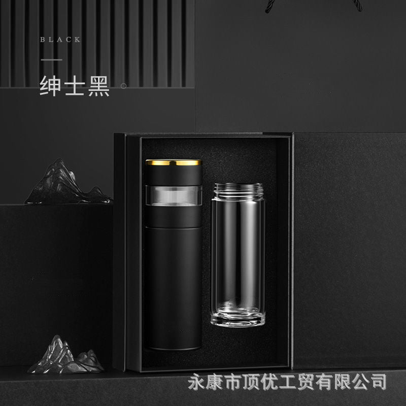 316 stainless steel insulated tumbler gift set wholesale - business gift double tumbler set with tea infuser and custom logo engraving