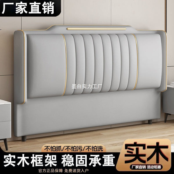 2025 new bedside bedside soft cushion simple modern solid wood light luxury back plate cat claw leather bedside single buy backrest
