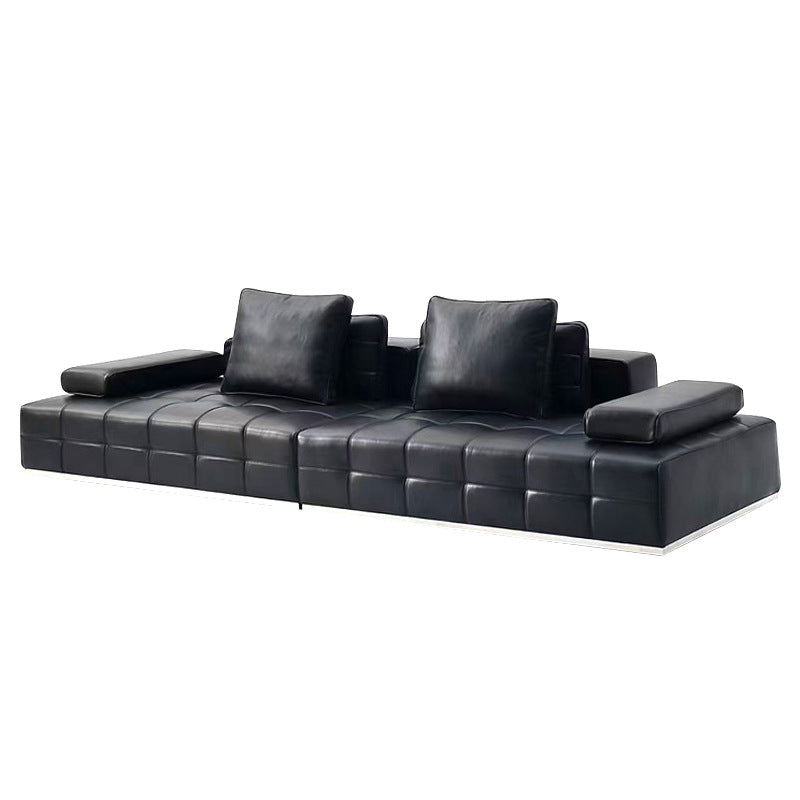 Brand leather half-green genuine leather sofa house living room straight row sofa classy large apartment high-end lawrence sofa