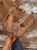 plus sizesummernew arrivalexport wedge thick sole slippers fish mouth one-piece strap flower outwear slippers