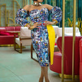 D148t european and american style autumn fashion printed off-the-shoulder bandeau sexy plus size cross-border dress