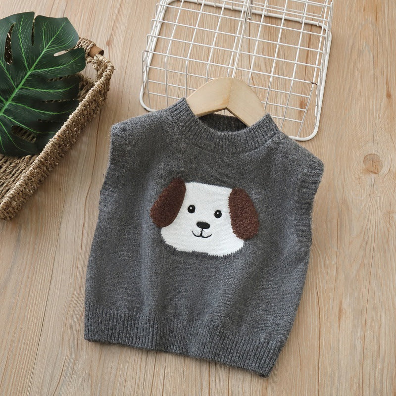 spring new children's knitted vest - cute sweater vest for boys and girls
