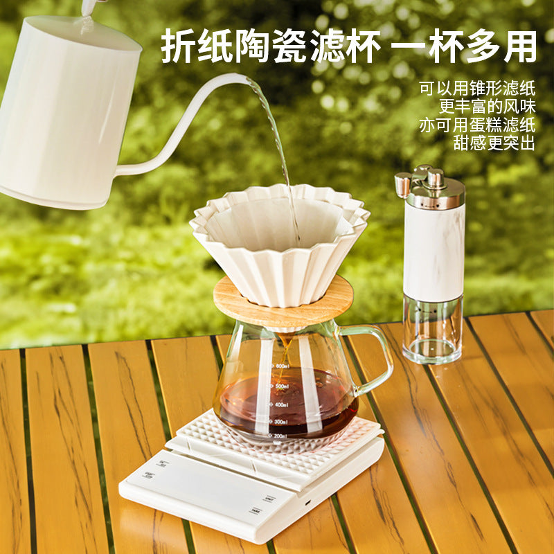 Outdoor camping portable pour-over coffee set, hand grinder coffee set with storage box, pour-over coffee pot combo - cross-border e-commerce