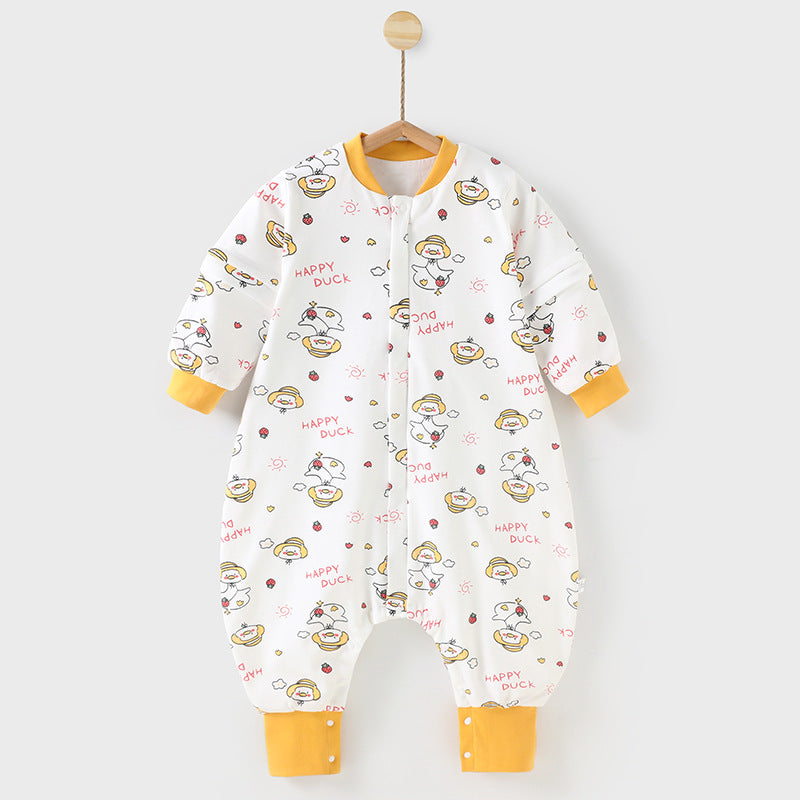 Baby pure cotton sleeping bag with split legs and anti-kicking quilt kids constant temperature baby one-piece pajamas all year round style small and medium-sized children sleeping bag