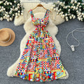 European and american fashion niche positioning printed camisole dress - women's  autumn high-end slimming long dress