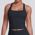 New women's solid color racerback tank top - brushed fabric, quick-dry, compression fit for running, fitness, and yoga