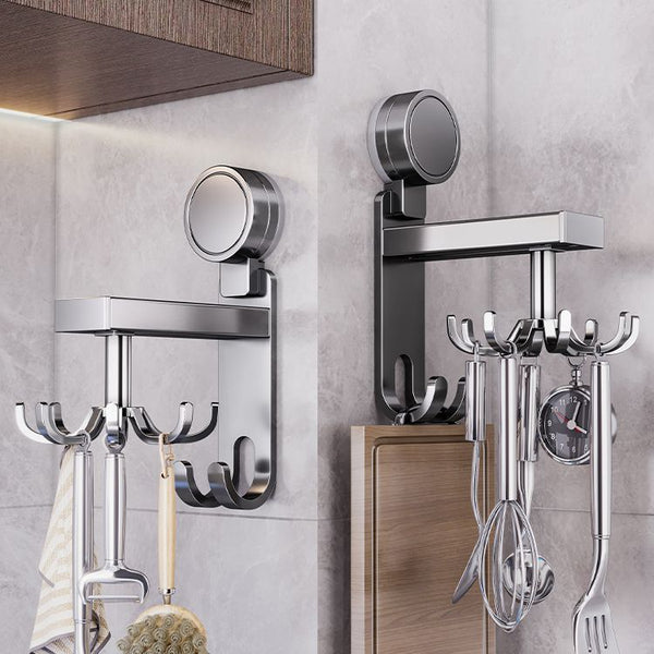 Suction cup kitchen rotating hook spatula spoon hanger non-punching kitchen utensils storage kitchen rack knife holder rag