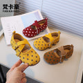 Vancahao girls' leather shoes -  autumn new collection: children's country style polka dot soft sole princess shoes, baby flats