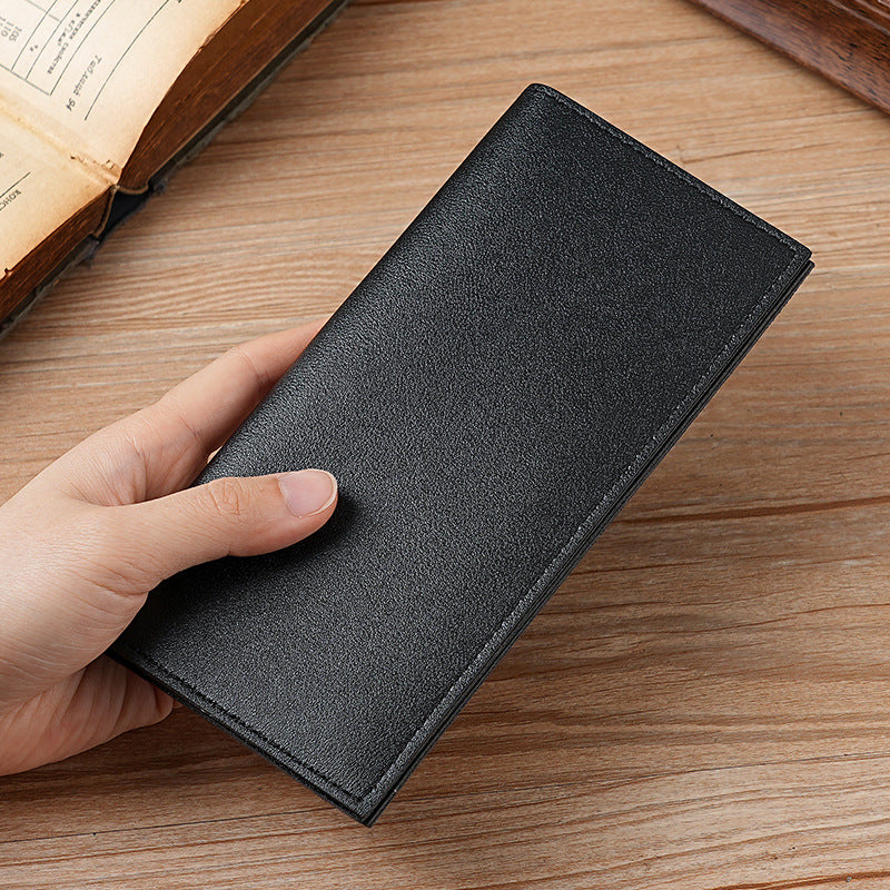 Popular fashion simple solid color wallet men's light and thin new long card bag multi-card position wallet card holder certificate