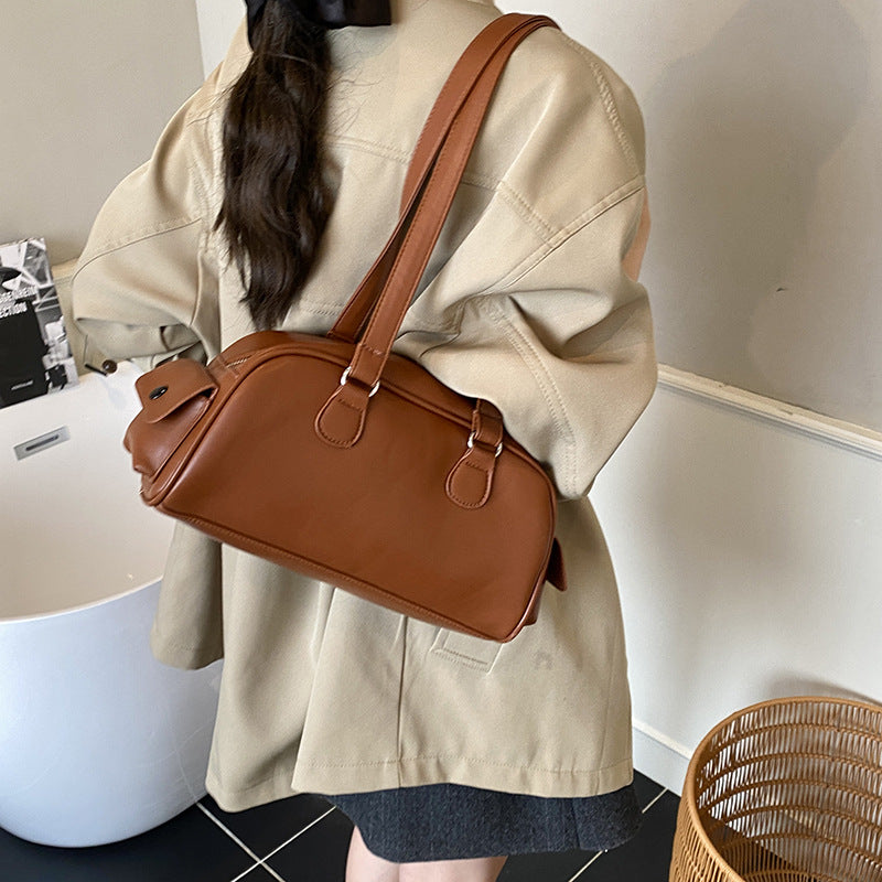 bag women's retro texture shoulder crossbody bag new arrivalcasualpure color pillow bag easiest for matchwork clothing underarm bag