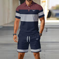 hot-selling men's polo shirt set, new summer two-piece casual short-sleeve and shorts set, dropshipping available
