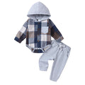 Baby boy & girl autumn/winter plaid hooded romper and pants set