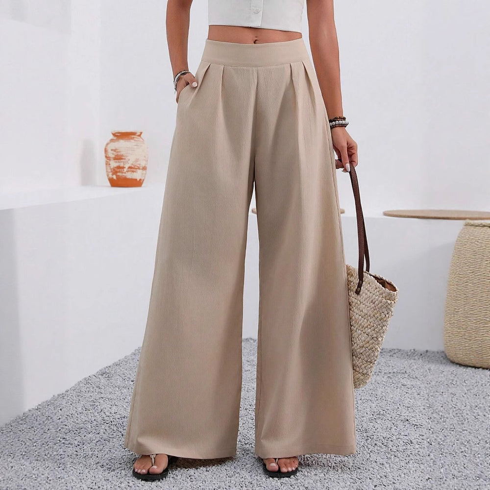 european and american cross-border  autumn new women's pocket high-waisted fashionable versatile wide-leg trousers commuting pants
