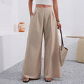 european and american cross-border  autumn new women's pocket high-waisted fashionable versatile wide-leg trousers commuting pants