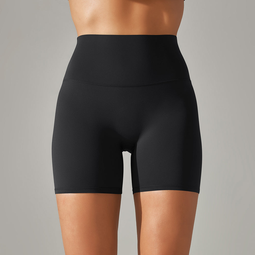 Spring/summer new solid color yoga shorts - double-sided brushed, high-waisted, stretchy, activewear, fitness, 3/4 length yoga pants for women