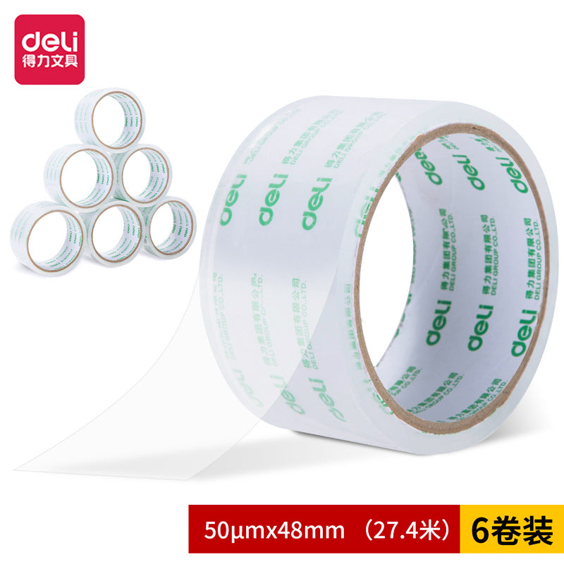 Deli transparent wide tape express packing tape 6cm large roll sealing tape sealing tape wholesale in large quantities of whole boxes
