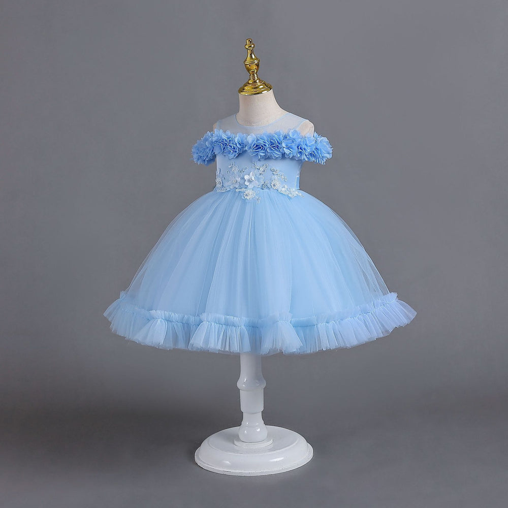Export small children's tulle kids dress petals princess dress baby girl one year old dressbaby dress