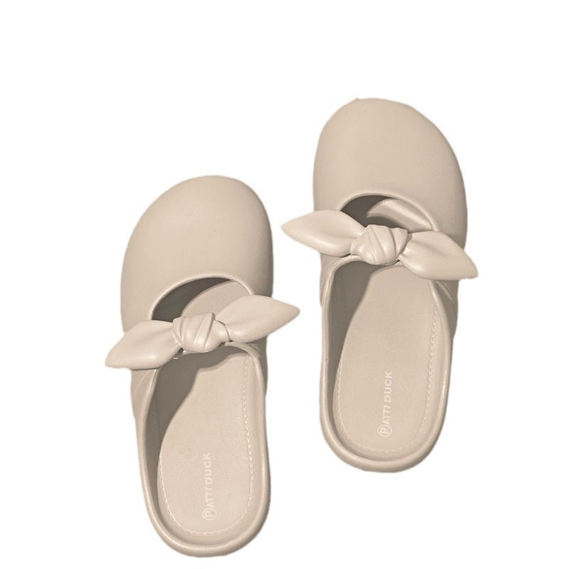 2025 summer fashion versatile bow slippers women's sweet minimalist mary jane bow toe slingbacks