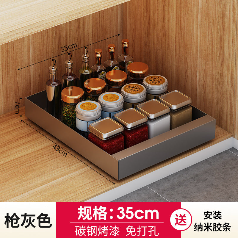 One piece of storage rack, carbon steel delivery, kitchen rack, cabinet, retractable kitchen utensils, storage, smart storage, home multi-function